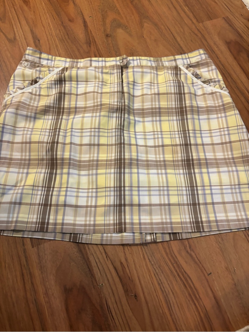 Plaid Yellow and Brown Izod Women's Golf Skirt